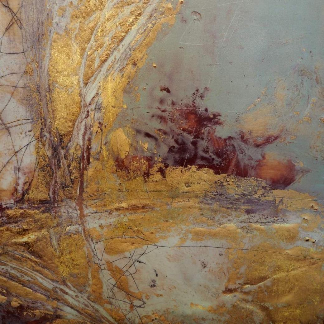 Zbliżenie na abstrakcyjny obraz Pustynny Blask Veno Art Bydgoszcz