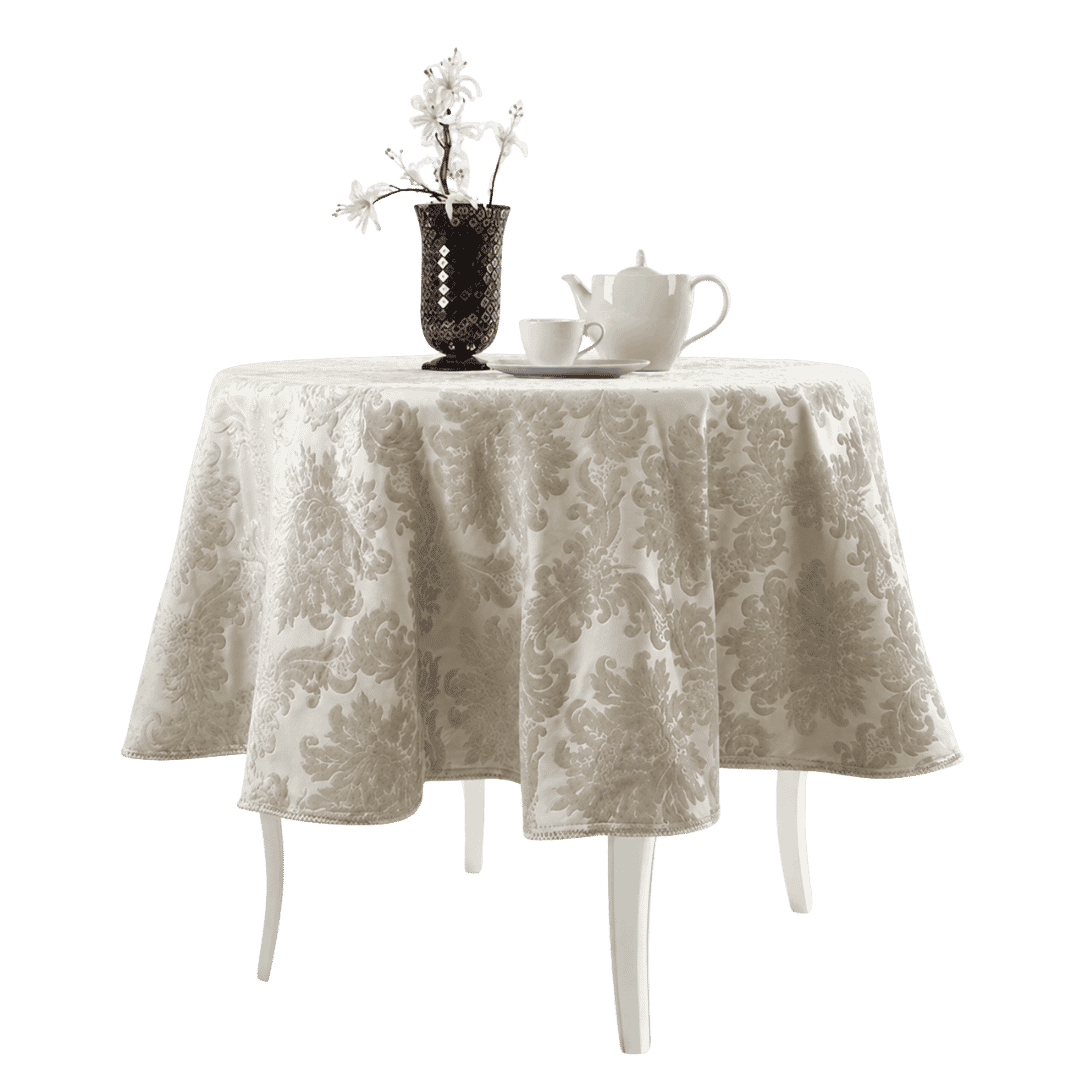 Elegancki stół z ozdobnym obrusem i zastawą w ofercie Veno Art Bydgoszcz
