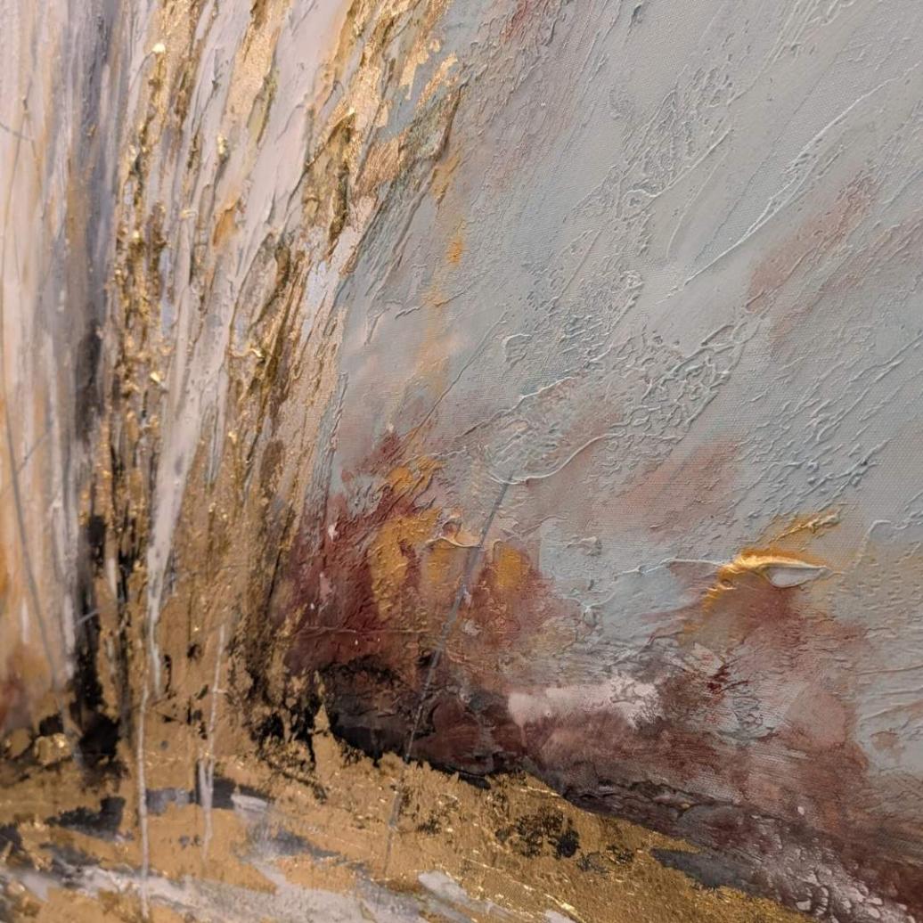 Zbliżenie na malarską fakturę obrazu Pustynny Blask Veno Art Bydgoszcz