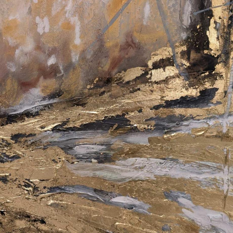 Zbliżenie na dolny fragment fakturowanego obrazu Pustynny Blask Veno Art Bydgoszcz