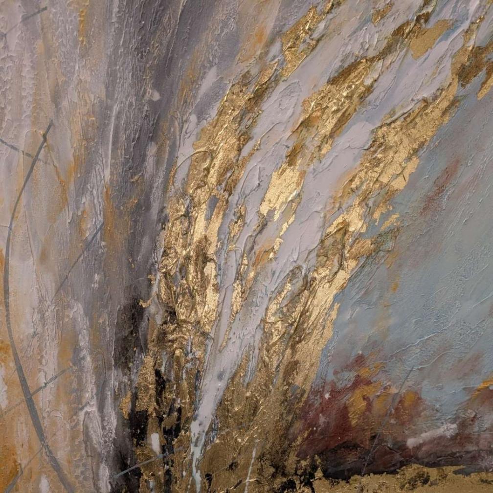 Zbliżenie na fakturowany obraz Pustynny Blask z detalami Veno Art Bydgoszcz