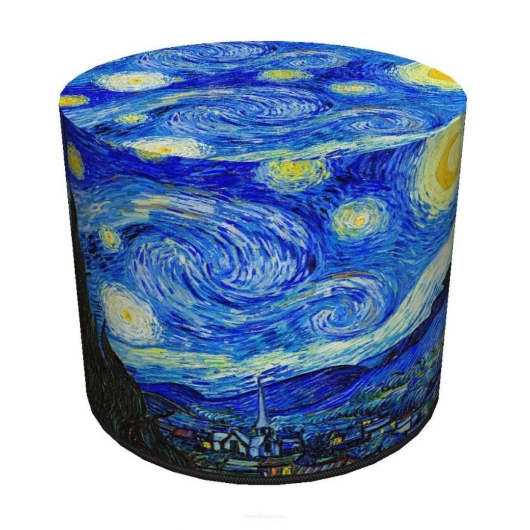 Pufa do salonu, sypialni z motywem obrazu Vincenta Van Gogh'a "Gwieździsta noc" od Veno Art